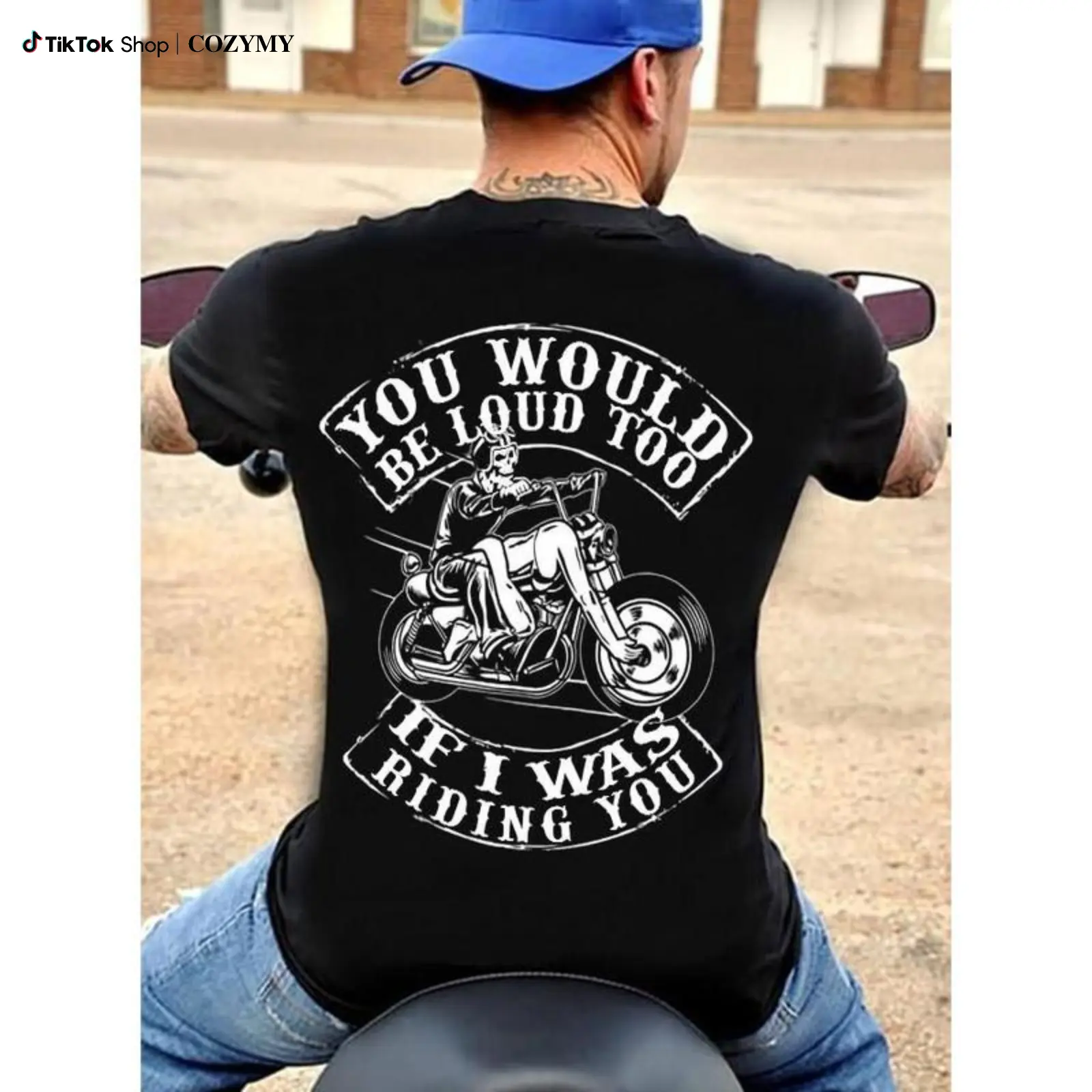 Men's Sporty Biker Graphic T-Shirt - Unisex Size S-3XL, Short-Sleeve Round Neck Streetwear, 180-Gram Soft Knitted Fabric, Machine Washable, Casual Menswear, Motorcycle Art Print, Custom Gift for Dad