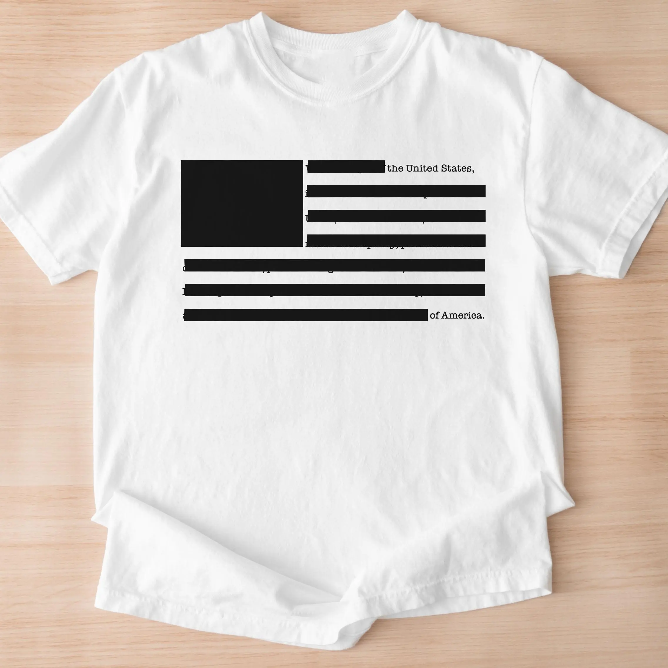 Redacted Flag T-Shirt, Sweatshirt, or Hoodie, Unisex Classic Fit Cotton Graphic Top, Sustainable Casual Wear with Crew Neck