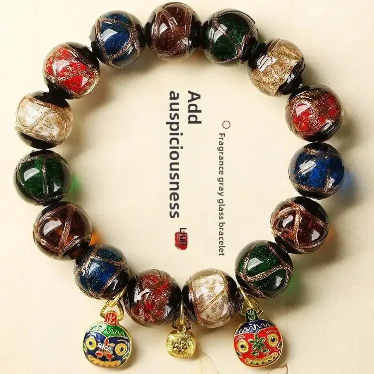 Temple Sacred Incense Ash Bracelet & Chinese FengShui for Anxiety Relief and Good Luck - Five Elements Beads with Wealth Beasts & Golden Bell - Taoist Blessed Spiritual Energy Bracelet for Women and Men's Gift