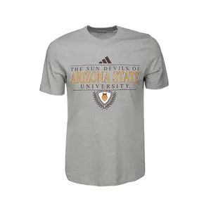 adidas Mens Arizona State Sun Devils Fresh Logo Crew Neck Short Sleeve Casual Tops Casual - Grey