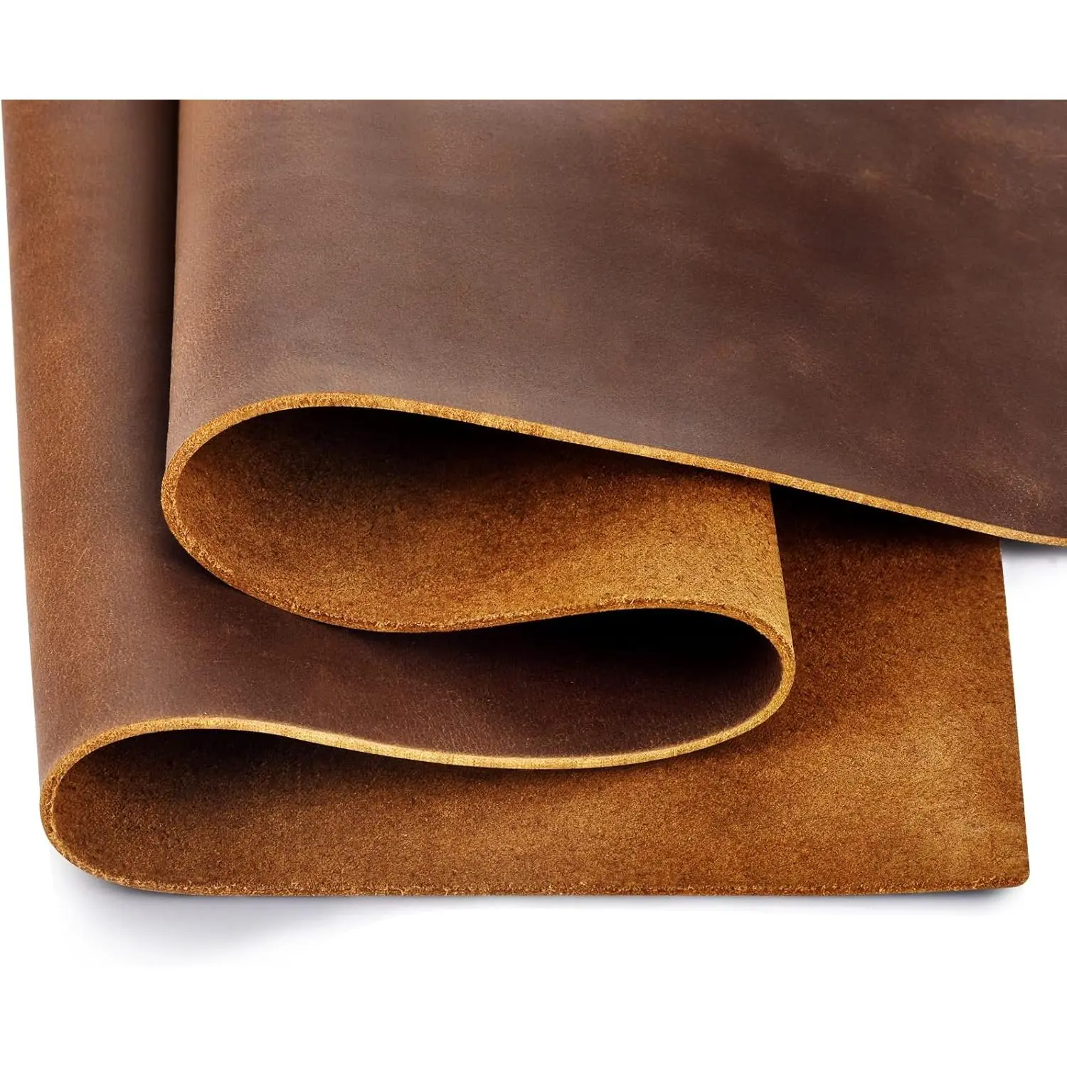Genuine Full Grain Oil Tan Crazy Horse Cowhide Leather Sheets, 1.8-2.0MM Thick, Brown 8"x12" Leather Sheets for Crafts, Tooling, Sewing, Leather Sheets Leather