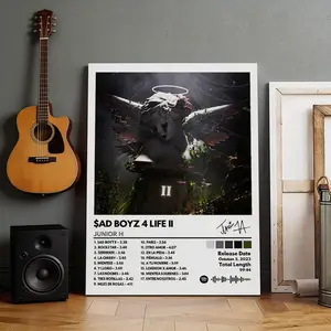 Junior H SAD BOYZ 4 LIFE II Album Cover Music Wall Decor, Waterproof Canvas Poster, Cute And Vibrant Lightweight Wall Art for Bedroom, Dorm, A Perfect Gift Idea for New Year Home Decor Vintage Letters Print Illustrations