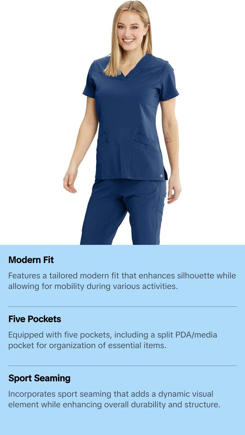 Barco One 5-Pocket V-Neck Yoke & Side Panel Scrub Top