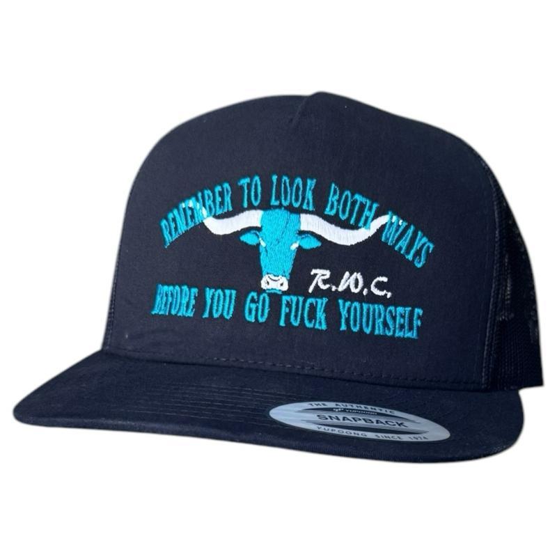 ALVARO Look Both Ways Before You F Yourself Embroidered Adjustable Cap for Sports Lovers, Road Trip Fans and Streetwear Aesthetics