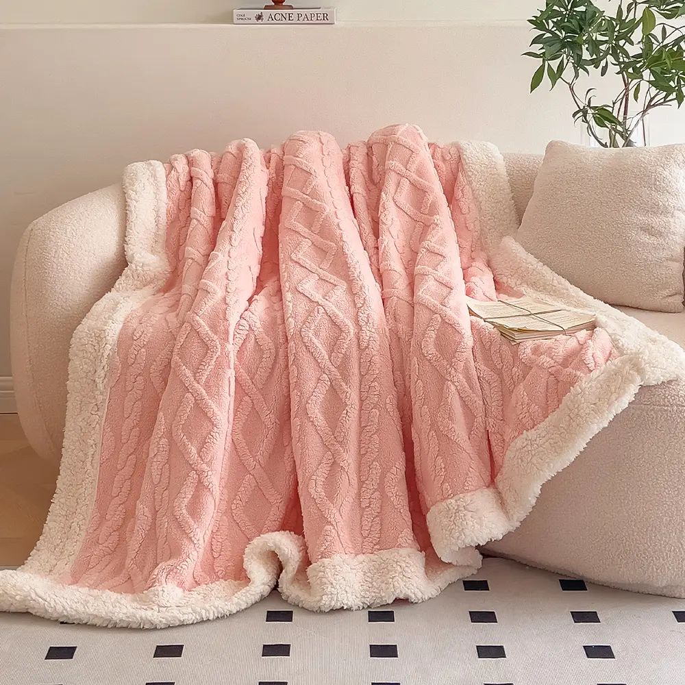 Carlmaya Fluffy Sherpa Blanket, Ultra Soft Fuzzy Throw Blanket for Couch and Bed, Warm Cozy Thick Fleece Blanket, Cute Reversible Plush Throw for Sofa and Bedroom