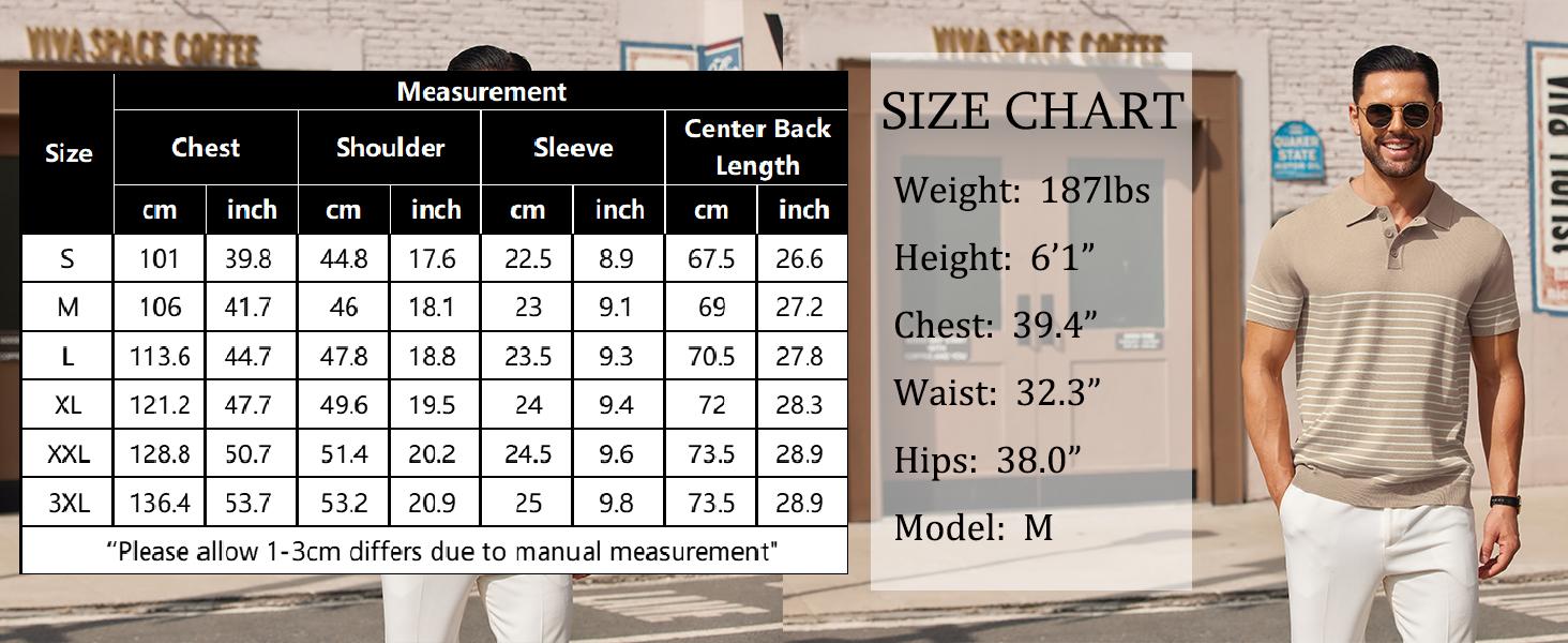 COOFANDY Men's Knit Polo Shirts Short Sleeve Striped Polo Shirt Fashion Casual Golf Shirts Breathable Menswear