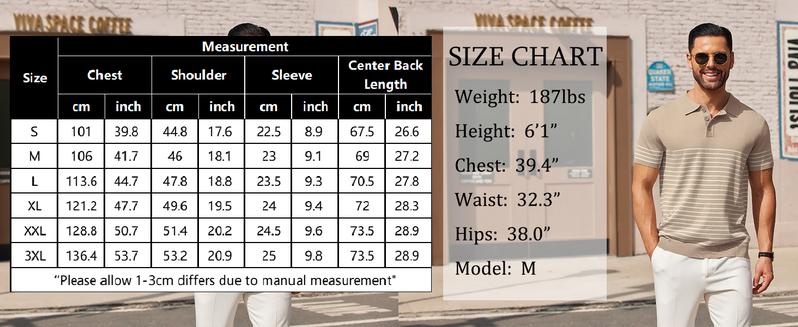 COOFANDY Men's Knit Polo Shirts Short Sleeve Striped Polo Shirt Fashion Casual Golf Shirts Breathable Menswear