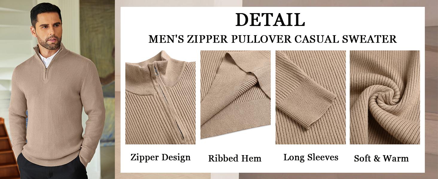 COOFANDY Men's Quarter Zip Sweaters Slim Fit Mock Neck Pullover Sweater Lightweight Knitted Polo Sweaters COOFANDY Men's Quarter Zip Sweaters Slim Fit Mock Neck Pullover Sweater Lightweight Knitted Polo Sweaters