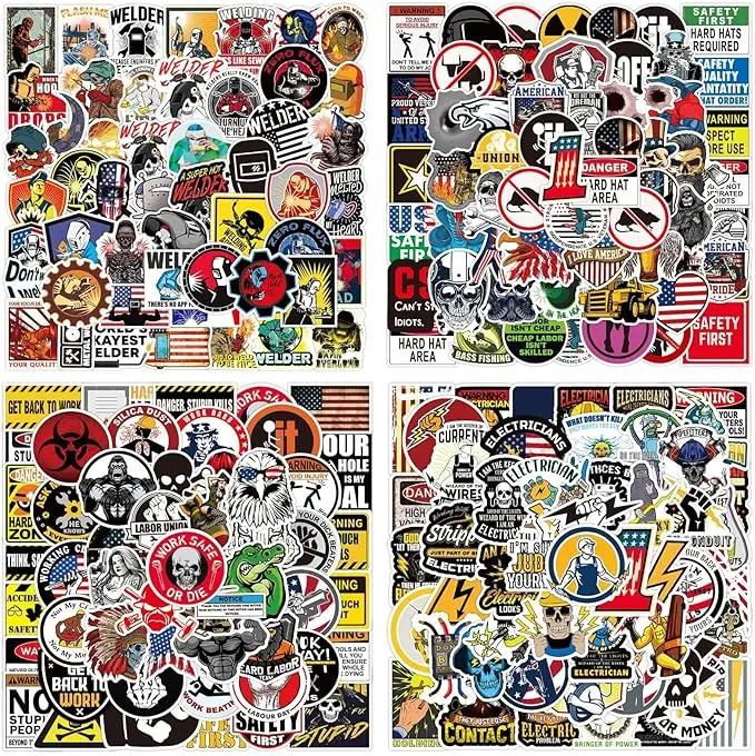 200 PCS Hard Hat Stickers for Adults - Funny (Dirty) for Water Bottle, Laptop, Helmet, Cars, Tool Box, Cars - Blue Collar Stickers for Men, Waterproof