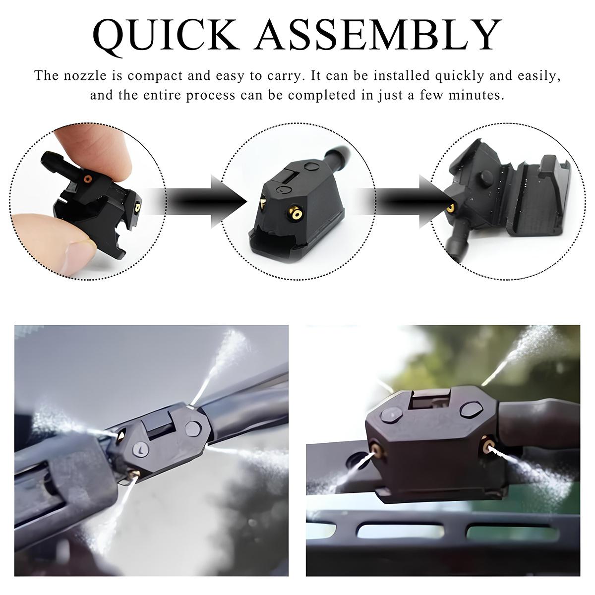 2 PCS Front Windshield Washer Nozzles, 4 Holes Car Windshield Washer Wiper Arm Sprayer, Auto Left Right Windshield Washer Squirter Nozzle Replacement, Universal Vehicle Accessories Holiday Haul