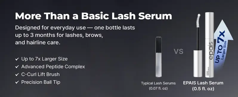 [EPAIS Official Shop] Essential Eyelash Growth Serum, Jumbo Size 0.5fl.oz - Safe & Gentle Lashes Care, Fuller, Thicker in 2 Weeks, Non-Prostaglandin, Hormone-free