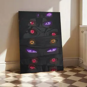 Naruto Eyes Manga Wall Art Print - Sasuke, Itachi, Kakashi Sharingan Poster Set, Colorful Anime Painting, Minimalist Home Decor & Gift for Fans Room Ornaments