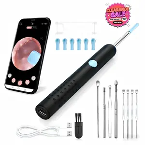 Satisfying Ear Care Kit: HD Camera Ear Cleaner (Phone Connect) | Washable Silicone Tips + Stainless Steel Tools