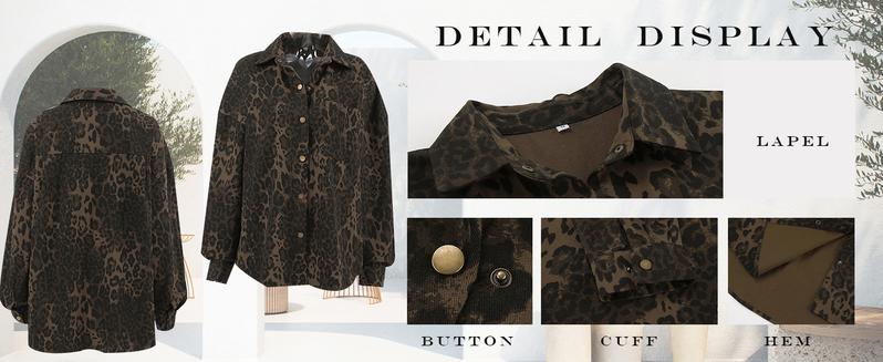 utcoco Womens Fashion Leopard Print Casual Jackets Button Down Shacket Outerwear Fall Outfits for Women 2026
