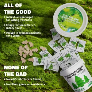 RooLife Spruce Fiber Freeze-Dried Cat Treats, 27 Individually Wrapped Single-Serves, Natural Hairball Control, Grain-Free, Chicken with Vitamins, Digestive & Dental Care, Rich Meaty Aroma