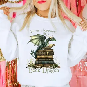 Book Dragon Sweatshirt, Book Lover Shirt, Fantasy Reader Hoodie, Dragon Lover Sweater, Fantasy Book Lover Shirt, Unisex Sweater Pullover Tee