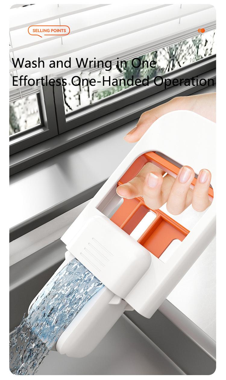 Mini Foldable Mop - No Hand Wash Deep Clean Wet Dry One Hand Use with Replacement Sponge Head for Effortless Home Cleaning Use on Kitchen Countertops Glass Bathroom & Car Interior Household