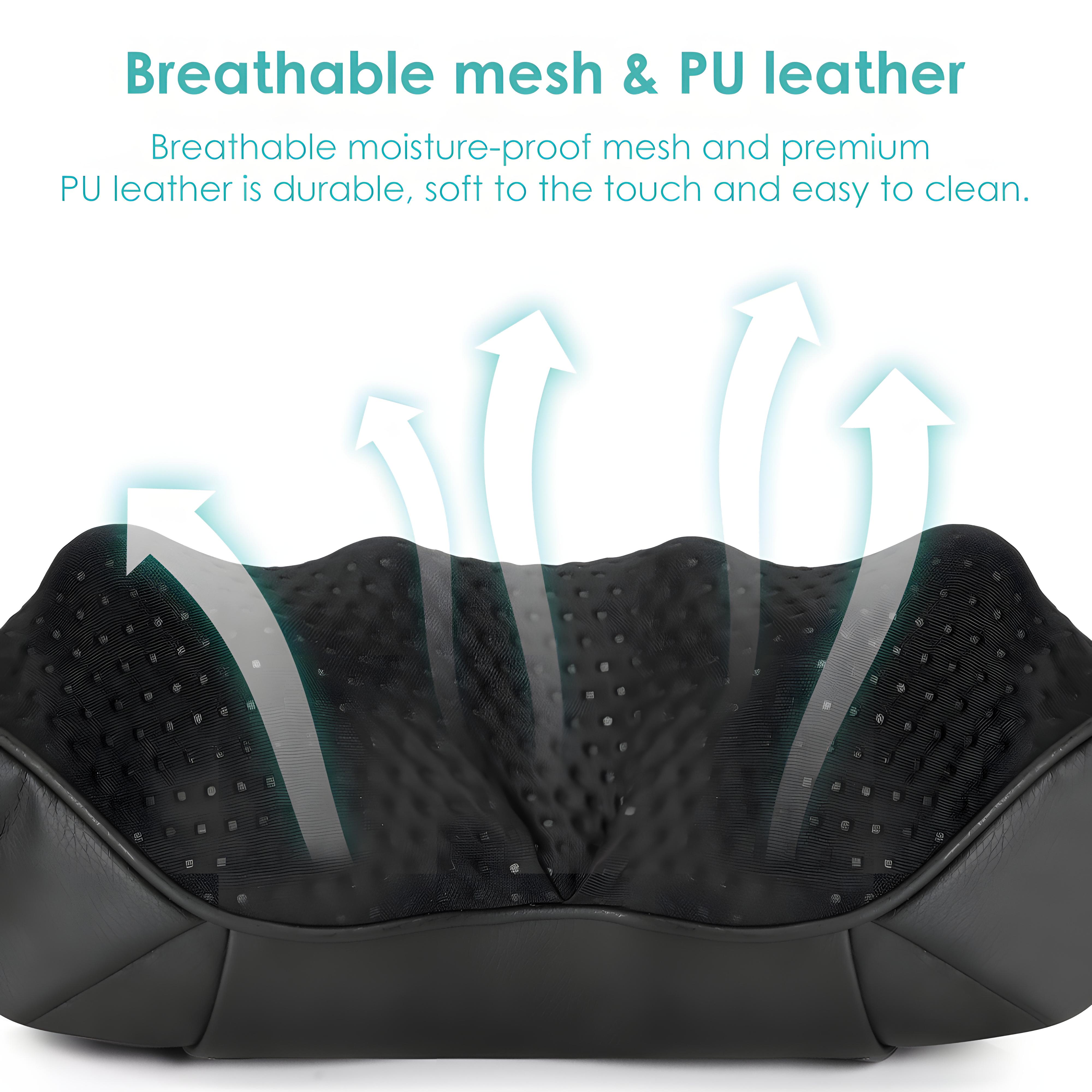 LAYMAS Shiatsu Neck, Shoulder, and Back Massager/Neck Massage Pillow – Suitable for neck, back, shoulders, feet, and legs – Relieves muscle pain – Black – Faux leather – Lightweight – Perfect gift