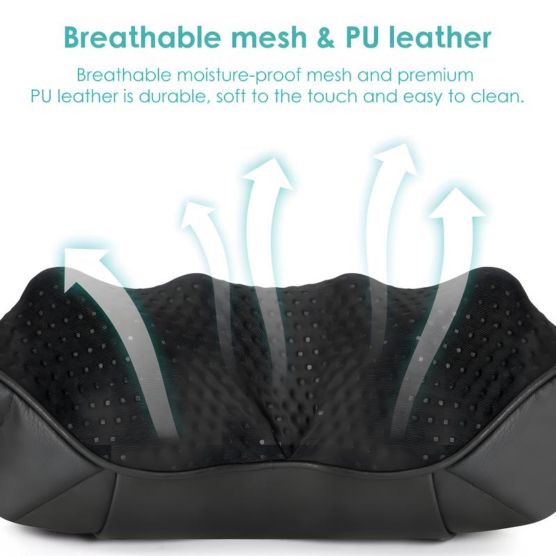 Laymas Shiatsu Neck  Shoulder and Back Massager Neck Massage Pillow for Neck, Back, Shoulder, Foot, Leg Massage, Relieve Muscle Pain, Black,Perfect Present Faux Leather Lightweight Thanksgiving gift, Christmas Gift TikTokShopBlackFriday