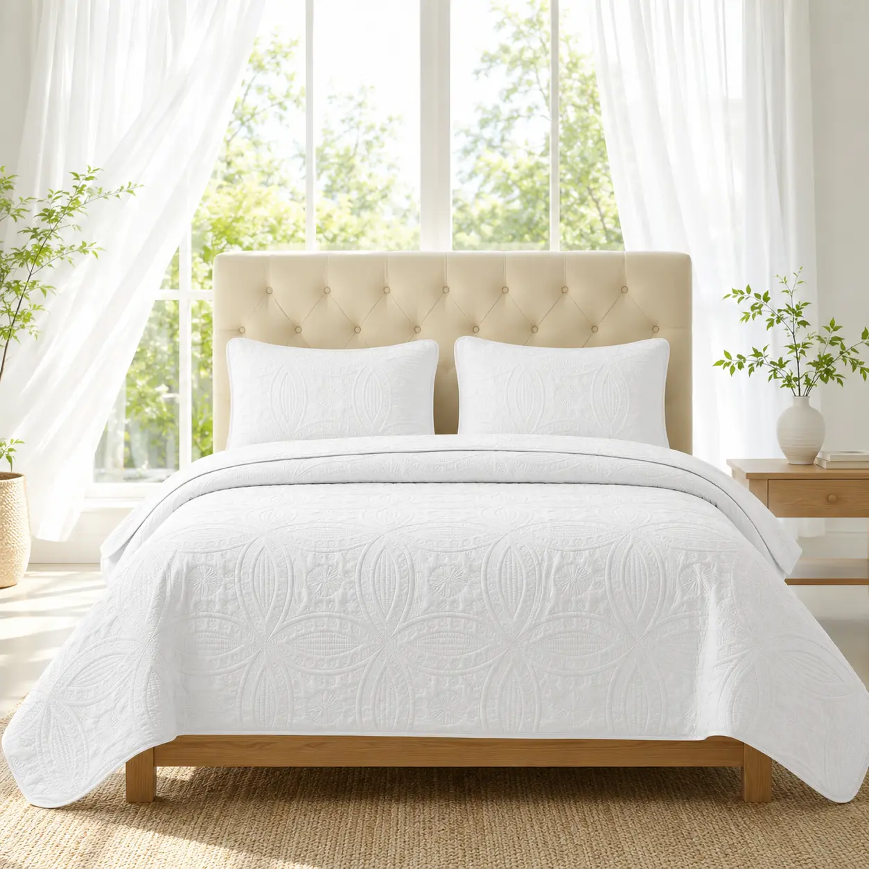 Comforter Set - Cozy, Lightweight with 1 Comforter + 1/2 Pillowcase (No Filling), Skin-Friendly Bedding for Bedroom & Guest Room - Solid Color, Machine Washable with Ultrasonic Embossing Design Home Decor
