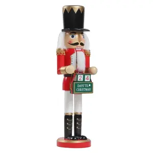 Wooden Nutcracker Soldier Perpetual Calendar Decoration – Christmas Fireplace, Tree & Tabletop Holiday Decor