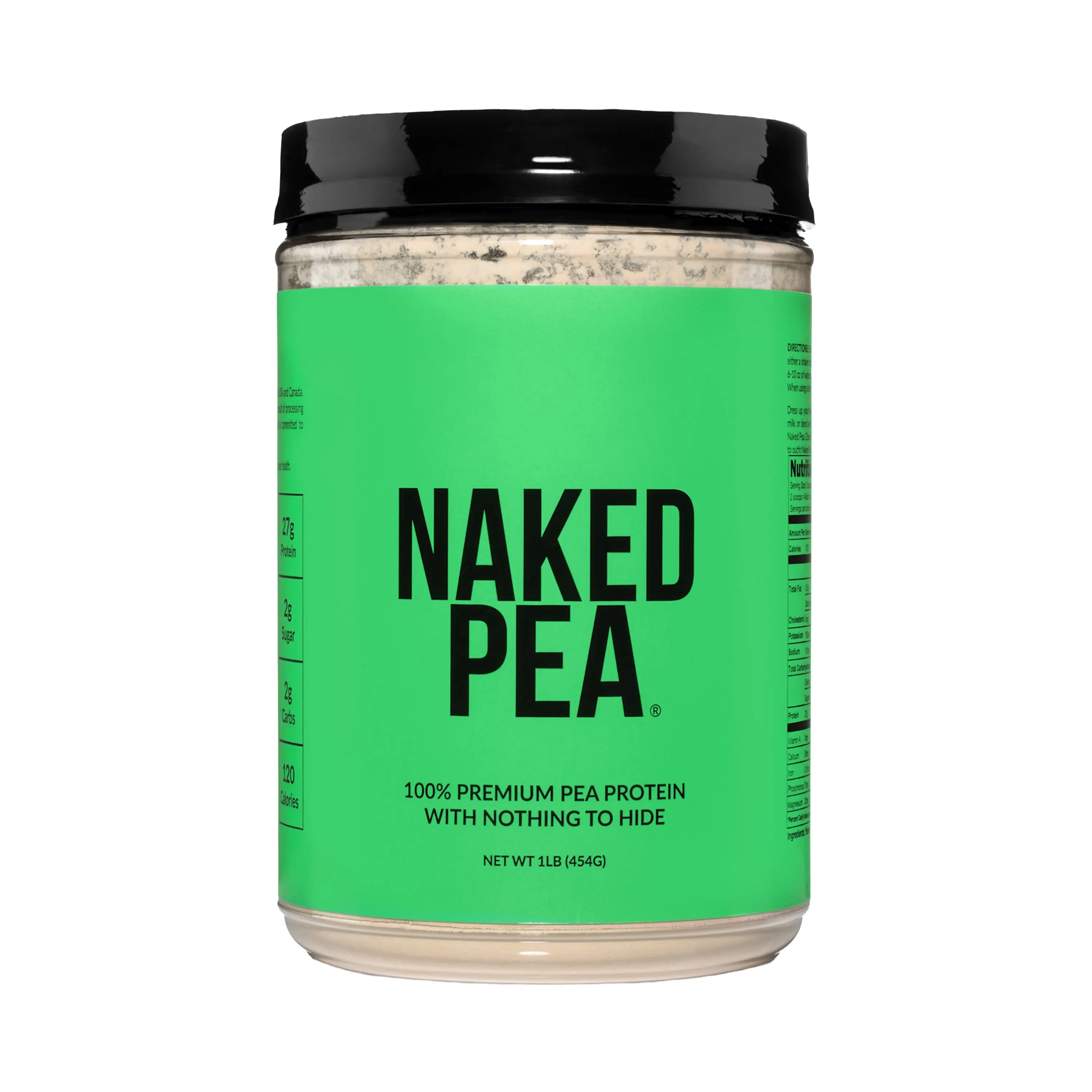 Naked Pea 100% Premium Pea Protein Powder 1LB - US Grown, Additive-Free, Vegan - 18g Protein, 2g Carbs - Only 1 Ingredient