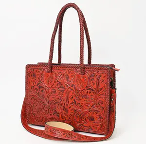 American Darling Western Hand-Tooled Genuine Leather Tote Bag for Everyday Carry