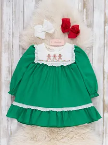 Embroidered Gingerbread Friends Ruffle Dress