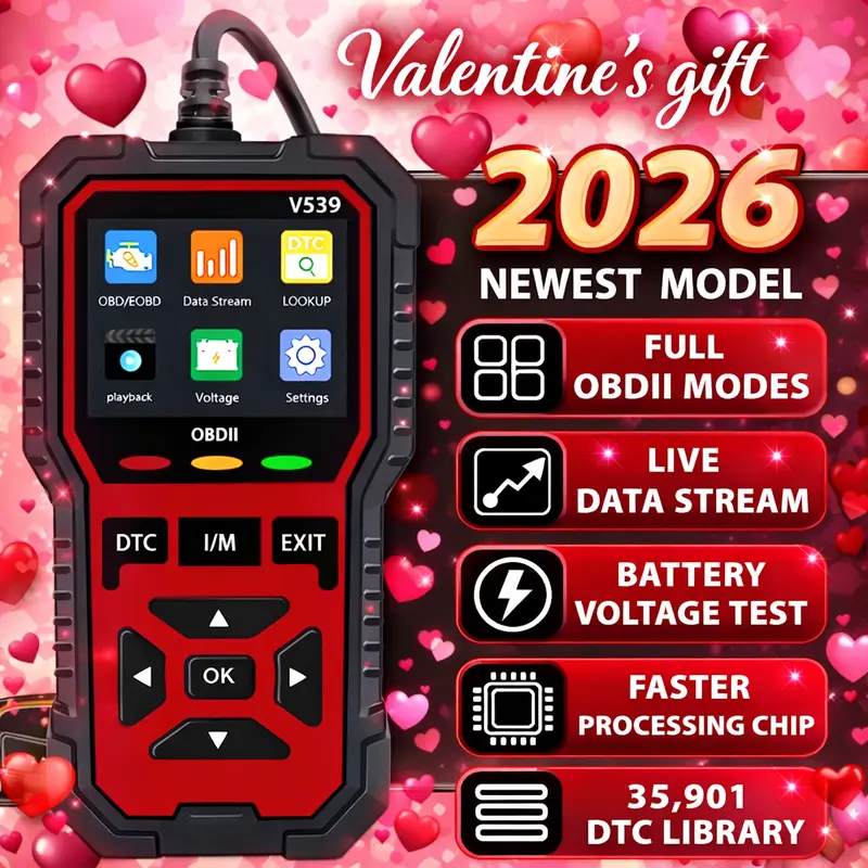 OBD2 Scanner V539 2026 New Year Model Full OBDII Modes Live Data Stream Battery Voltage Test Faster Processing Chip 35901 DTC Library-Valentine's Gift