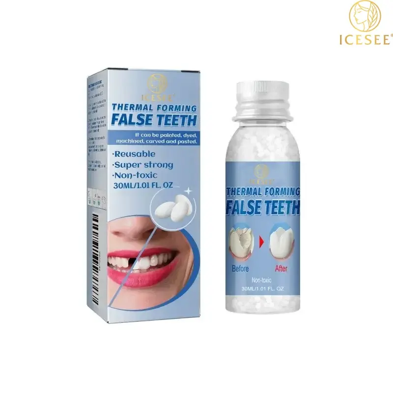 ICESEE Oral False Teeth Temporary Replacement Kit, Lightweight Moldable Gel Dental Restoration Kit for Adults, Washable Washed Denture Fillers for Halloween, Photos & Immediate Confident Smiles (White)-B, Heat & Shape