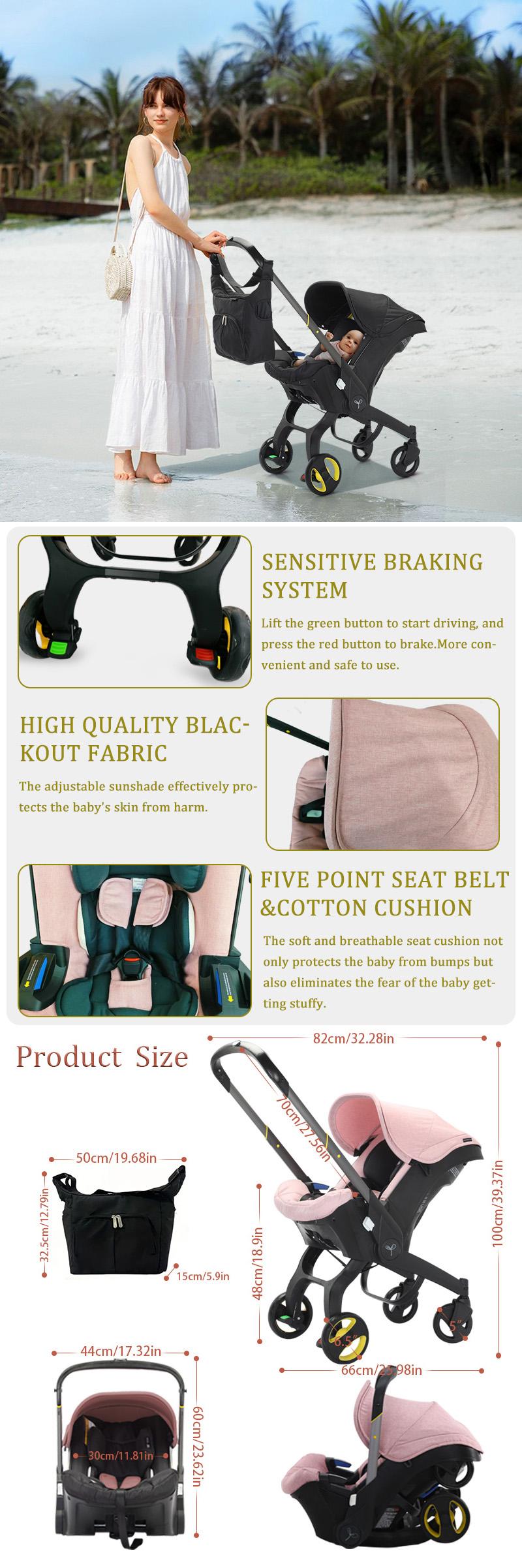 (No base)Baby Stroller,Baby Stroller with a Bag, Foldable Newborn Stroller, High Quality & Multifunctional Baby Stroller, Equipped with Five Point Seat Belt and A Chest Clip, Foldable & Small Stroller, Lightweight Travel Stroller For Babies