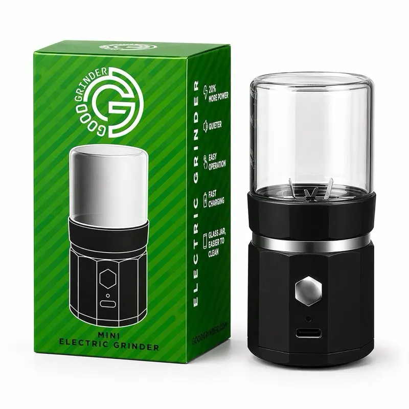 Electric Mini Grinder, Multi-Purpose One-Touch Kitchen Grinder for Spices, Seasonings, Peppercorns, Seeds, Coffee Beans, Dry Ingredients & Tablet Crushing, Compact Glass Jar, Portable Food Preparation Tool, Easy to Clean, Black