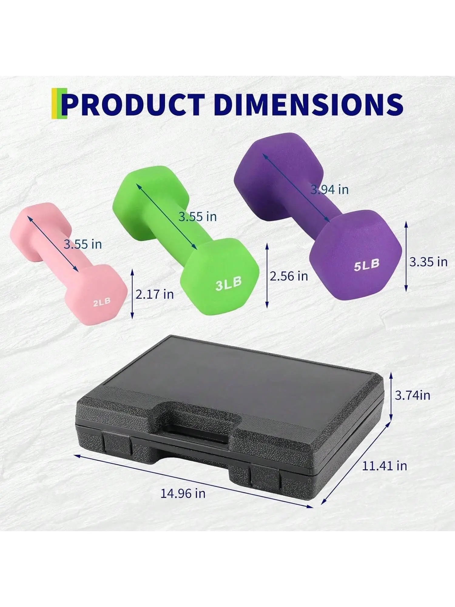 2+3+5 pounds each pair - Dumbbell Set For Women And Men, Neoprene Dumbbell Free Hand Weight Set For Home Gym, Packed In Pairs, Home Fitness Equipment, Dumbbell Weight Set
