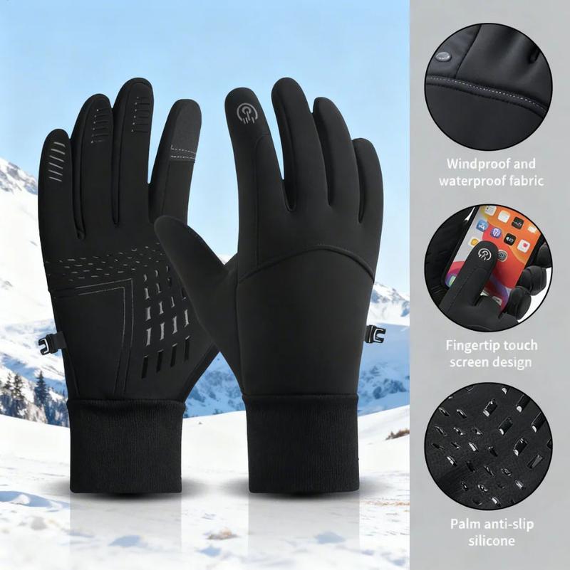 Outdoor Winter Gloves, Touchscreen andWindproof Full-Finger Gloves for Sports, Travel,and Daily Activities for Cycling Driving Running Hiking  The button is for decorative purposes only and does not have a heating function.