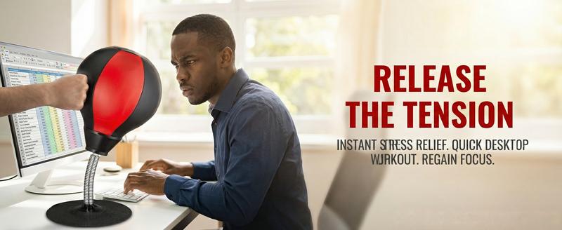 Stress Buster Desktop Punching Bag - Suctions to Your Desk, White Elephant Gifts for Coworker Men and Women, Heavy Duty Stress Relief Ball, Gag Gifts Funny Desk