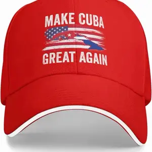 Make Cuba Great Again Patriotic Baseball Cap USA & Cuba Flag Freedom Hat Red Adjustable