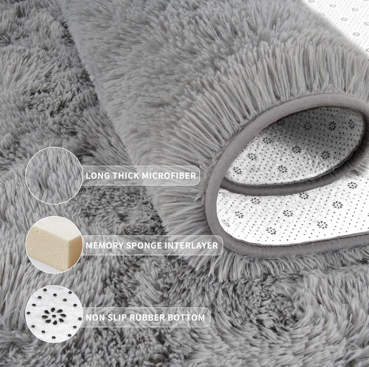 Memory Foam Fluffy Rug — Ultra-Soft, Thick, and Plush — Non-Slip, Comfortable Rug for Living Rooms and Bedrooms