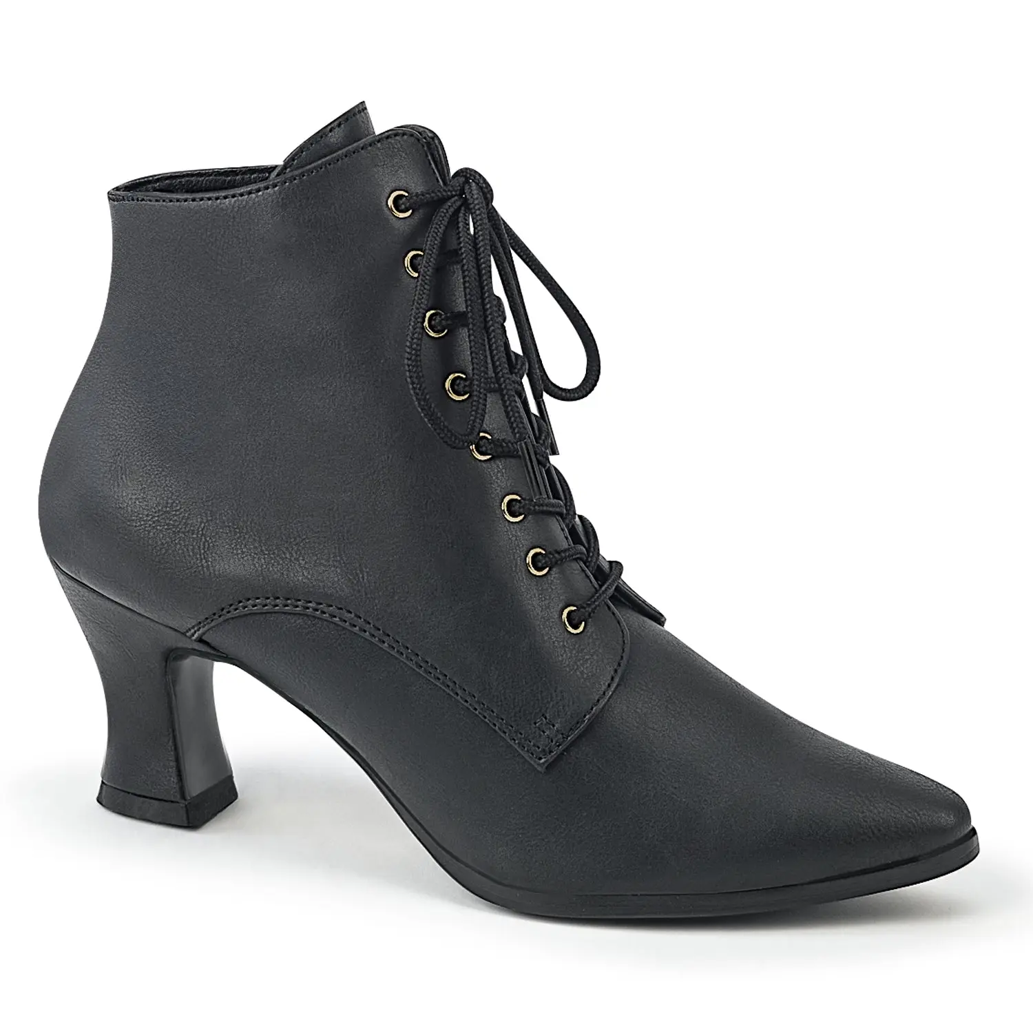 Women's Vintage Classic Victorian Ankle Boots - Stylish Front Lace-Up, Low Kitten Heel Shoe for Parties, Historical Reenactments, Man-Made Sole Footwear