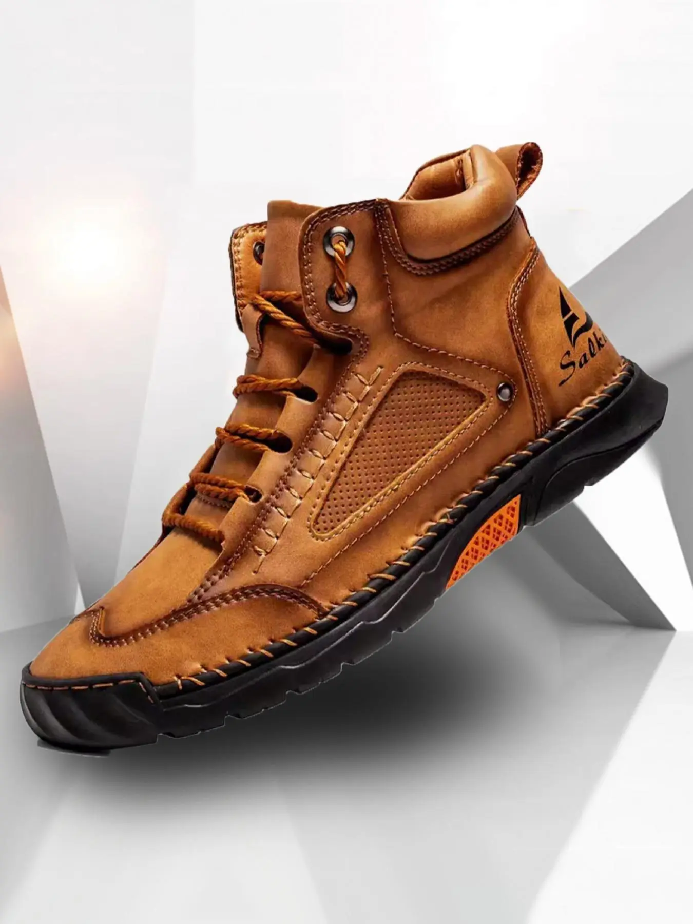 Men's Outdoor Lightweight Hiking Boots, Hiking Footwear, Casual Sporty Lace Up Boots for Outdoor Activities, Fashionable Western Cowboy Style Shoes for Daily Wear