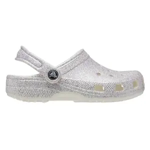 Crocs Classic Iridescent Glitter Clog White - Girls' (TD)