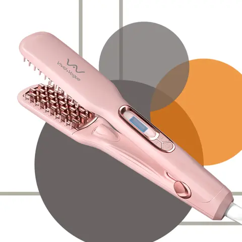 JINRI Professional Volumizing Ceramic Straightener Comb - Plug-In Hair Tool with Fluffy Volume, Curling Function, Adjustable Temp, 360° Swivel Tail, Layer & Clamp, for Short/Thin Hair, Purple (TikTok Shop Back to School, Braids Guide Included)