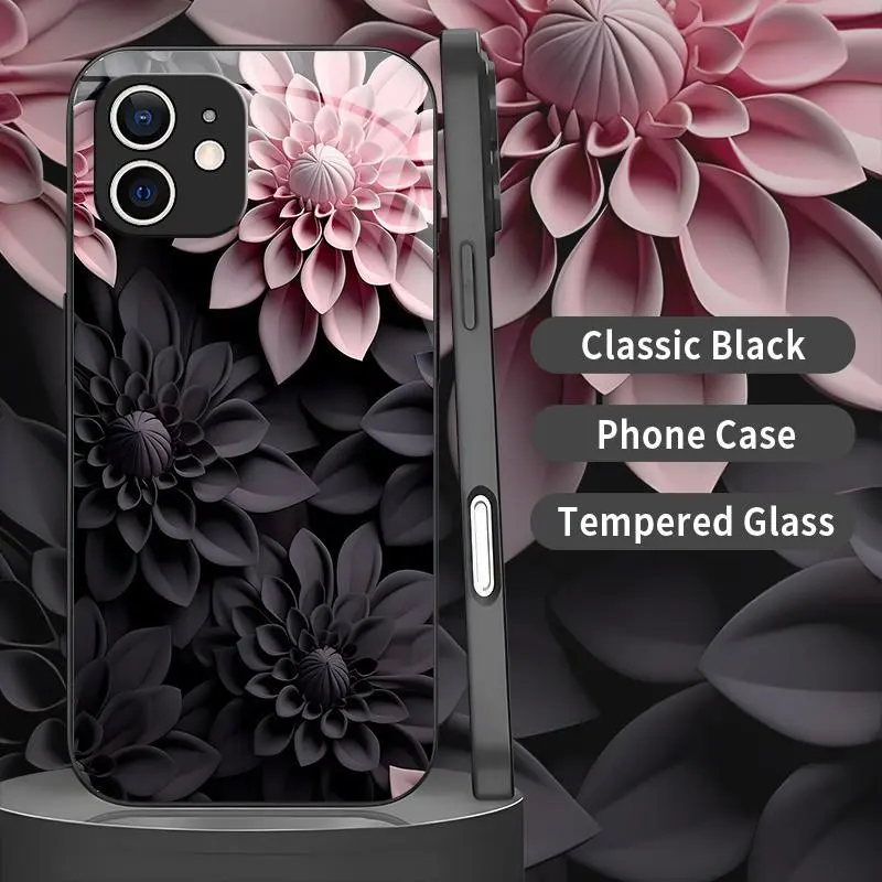 Dark Floral Phone Case, iPhone 11 Accessories - Shockproof Protector Cover, Elegant Flower Casing - 975