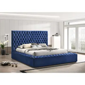 BLUE VELVET QUEEN BED