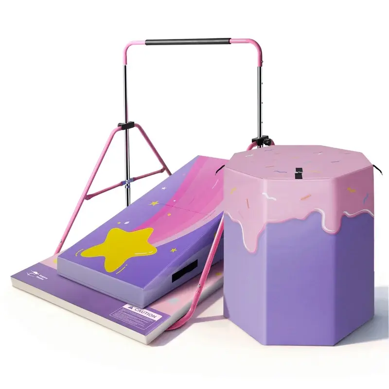 Kangaroo Hoppers Kids M Sports Gymnastics Mat Set - Unisex 8-10 Years, PU & Vinyl, Fitness Workout Accessories, Exercise Mats, Yoga/Pilates Compatible, Easy Set-Up, Removable Cover (Toys & Hobbies Playground Equipment), Workout Accessory