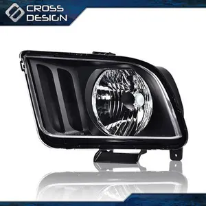 CROSSDESIGN Headlight Lamps Fit For 2005-2006 Ford Mustang Driver Side Black Housing W/ Bulb