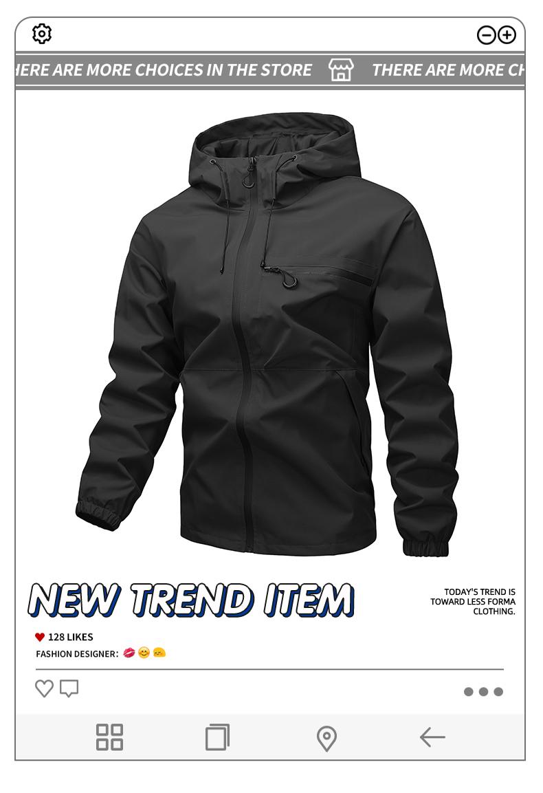 Men's casual jacket, tactical wear with durable waterproof surface, multiple pockets design, casual sports style, single piece outdoor gear, suitable for hiking and camping expeditions, outdoor activities, suitable for all seasons.