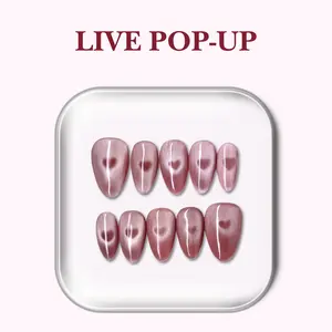 NailPhoria HALO HEART - Valentine Handmade Press-On Nails | Reusable, Salon-Quality, Long-Lasting, Glossy Design