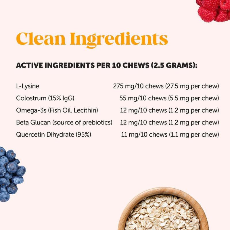 Pet Honesty Dual Texture Immune Support Lysine for Cats Cat Treat Alternative for Allergy Relief Vitamins Supplement - Fish Oil Colostrum + Prebiotics