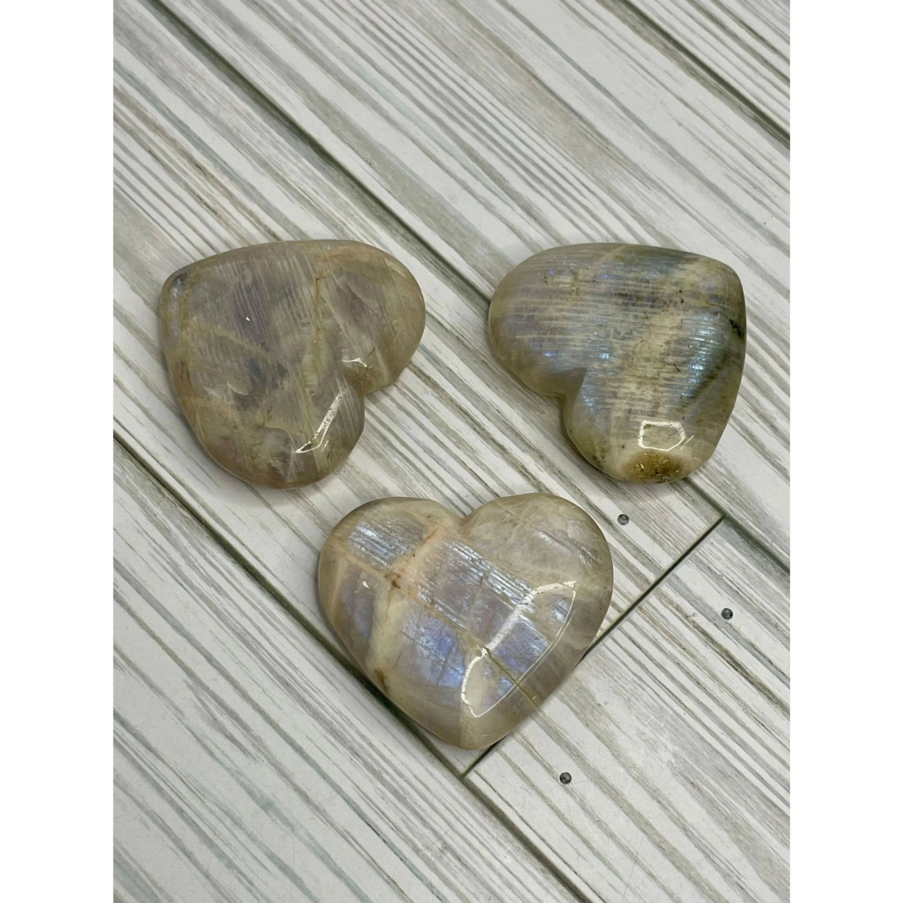 Colored Gem Stones Polished Gemstone Heart Shaped Stone Pendant for Chain - Sunstone Moonstone Heart for Optimism, New Beginnings, Prosperity