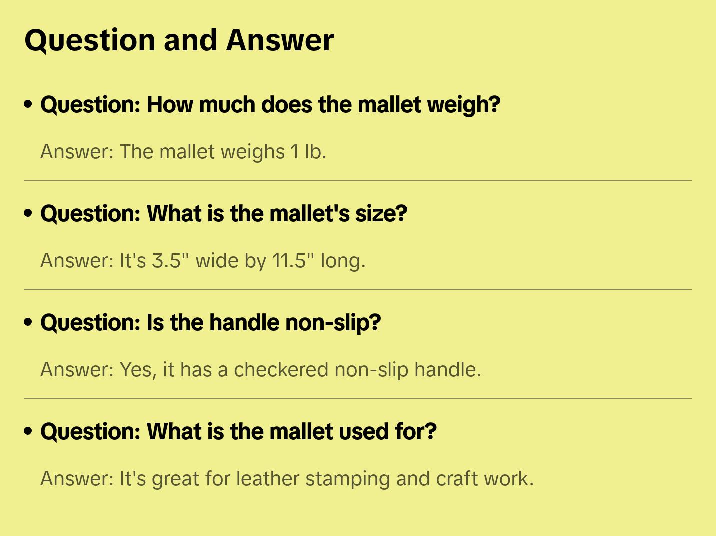 Shock Absorbing Dead Blow Rubber Mallet for Stamping and Leathercraft